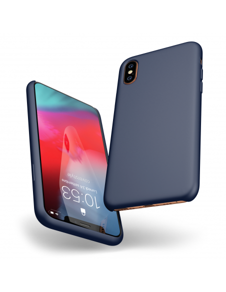 Custodia LiquidSoft® in Silicone + Interno Microfibra - iPhone X/XS - Blu Notte