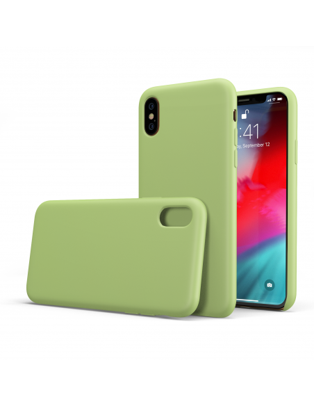 Custodia LiquidSoft® in Silicone + Interno Microfibra - iPhone X/XS - Verde Chiaro