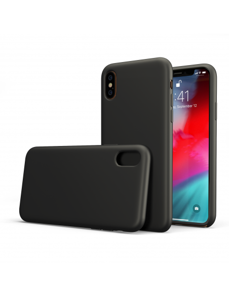 Custodia LiquidSoft® in Silicone + Interno Microfibra - iPhone XS Max - Nero