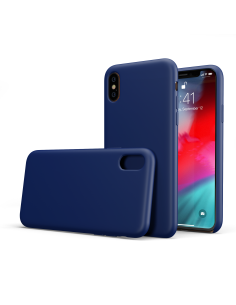 Custodia LiquidSoft® in Silicone + Interno Microfibra - iPhone XS Max - Blu Cobalto