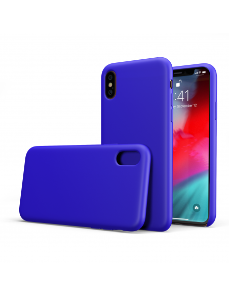 Custodia LiquidSoft® in Silicone + Interno Microfibra - iPhone XS Max - Blu Vivido