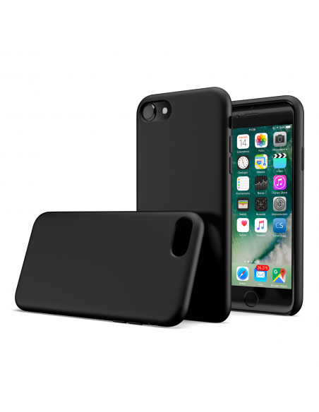 Custodia LiquidSoft® in Silicone + Interno Microfibra - iPhone 7/8 - Nero