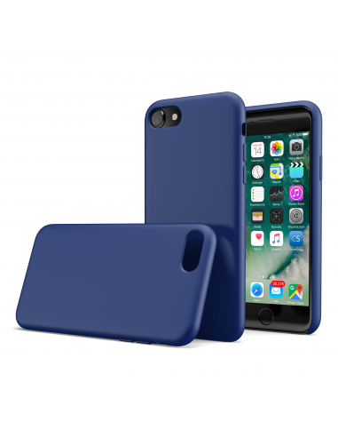 CoverStyle® - Custodia LiquidSoft® in Silicone Soft-Touch + Interno Microfibra per iPhone 7/8 - Blu Cobalto