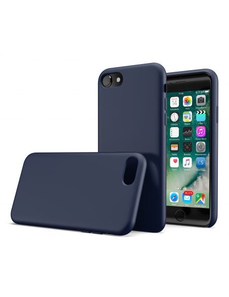 Custodia LiquidSoft® in Silicone + Interno Microfibra - iPhone 7/8 - Blu Notte