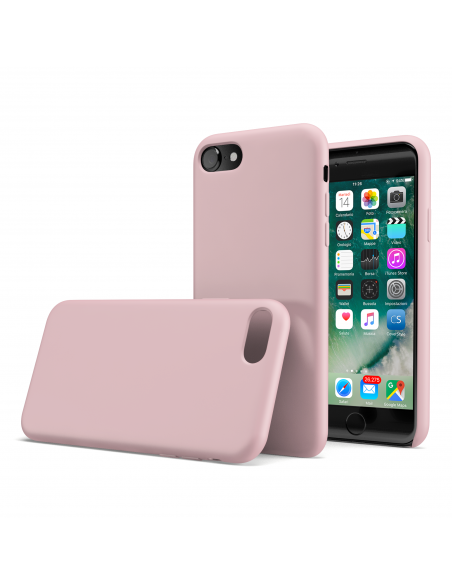 Custodia LiquidSoft® in Silicone + Interno Microfibra - iPhone 7/8 - Rosa Chiaro