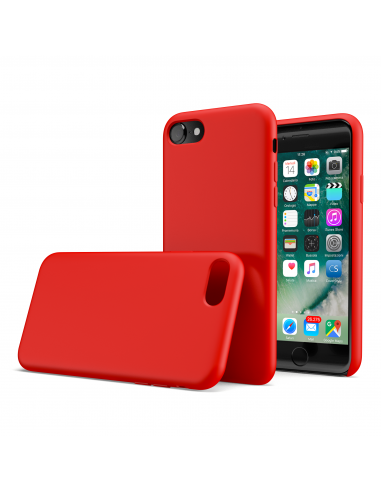 CoverStyle® - Custodia LiquidSoft® in Silicone Soft-Touch + Interno Microfibra per iPhone 7/8 - Rosso