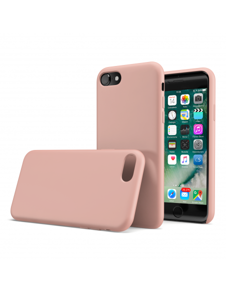 Custodia LiquidSoft® in Silicone + Interno Microfibra - iPhone 7/8 - Rosa Scuro