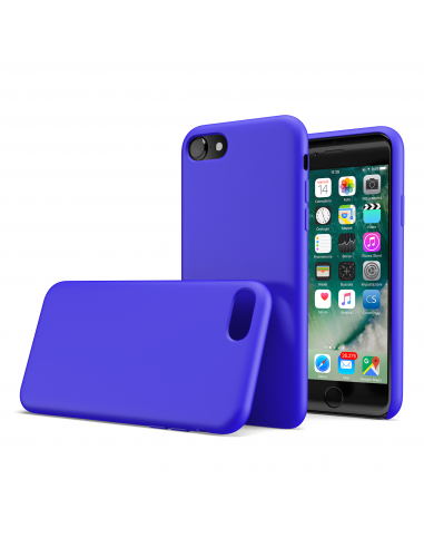 CoverStyle® - Custodia LiquidSoft® in Silicone Soft-Touch + Interno Microfibra per iPhone 7/8 - Blu Vivido