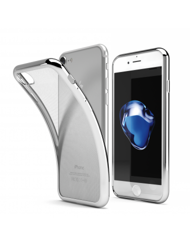 CoverStyle® - ChromFlex Custodia Flessibile + Bordo Cromato per iPhone 7/8 (4.7") - Argento
