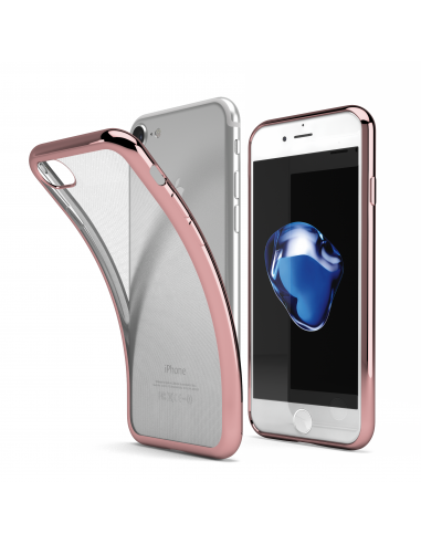 CoverStyle® - ChromFlex Custodia Flessibile + Bordo Cromato per iPhone 7/8 (4.7") - Oro Rosa