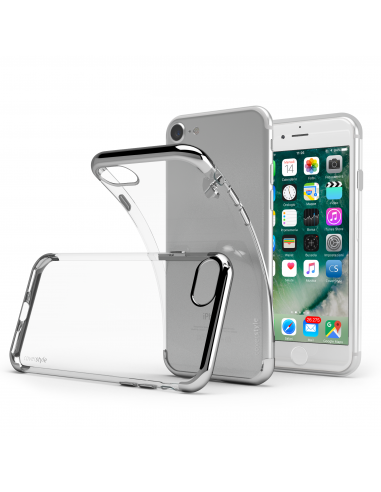 CoverStyle® - Custodia ChromFlex X Flessibile + Cromature Minimal per iPhone 7/8 (4.7") - Argento