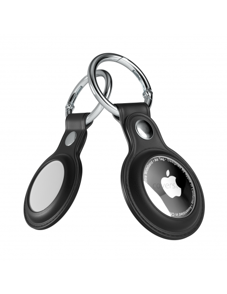 AirLeath® - Portachiavi in Ecopelle per AirTag - Nero