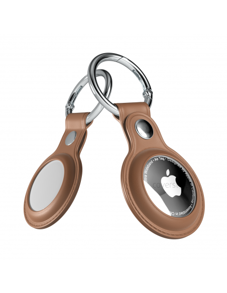 AirLeath® - Portachiavi in Ecopelle per AirTag - Marrone
