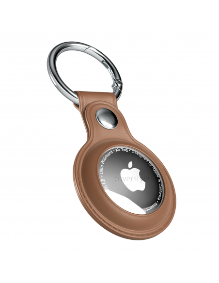 AirLeath® - Portachiavi in Ecopelle per AirTag - Marrone