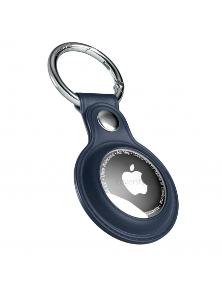 AirLeath® - Portachiavi in Ecopelle per AirTag - Blu