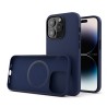 Cover in Eco Pelle Blu per iPhone 14 Pro + Supporto MagSafe - LeatherSoft PRO®