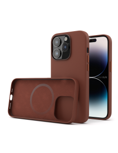 Cover in Eco Pelle Marrone per iPhone 14 Pro + Supporto MagSafe - LeatherSoft PRO®