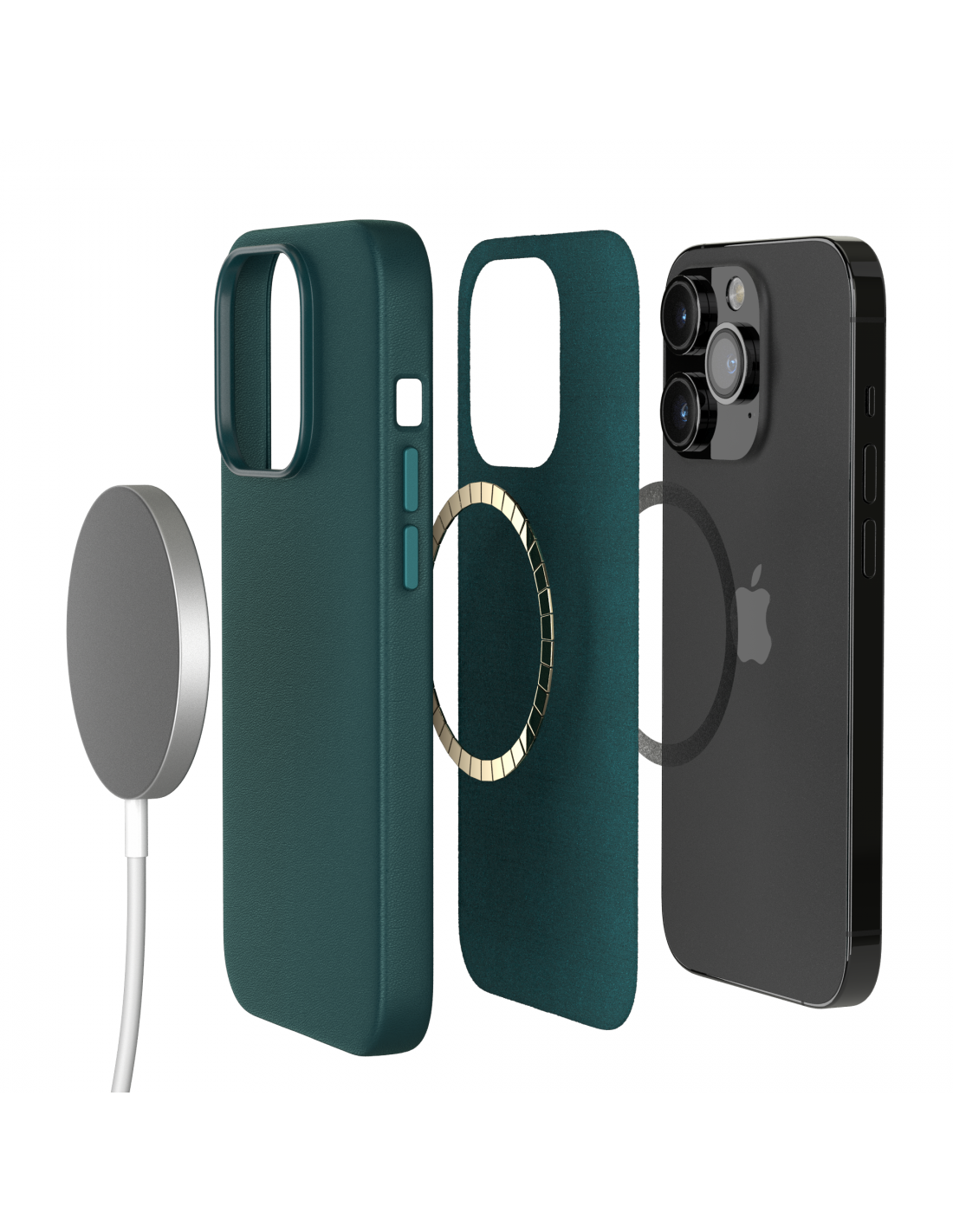 Telaso Cover Per IPhone 14 Pro Max Con MagSafe – Custodia Traslucida Opaca Antiurto Con Glitter A Stelle – Verde E Rosa - 2
