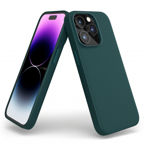 Cover in Eco Pelle Verde per iPhone 14 Pro Max + Supporto MagSafe - LeatherSoft PRO®