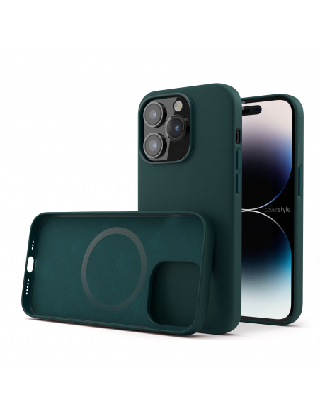 Cover in Eco Pelle Verde per iPhone 14 Pro Max + Supporto MagSafe - LeatherSoft PRO®