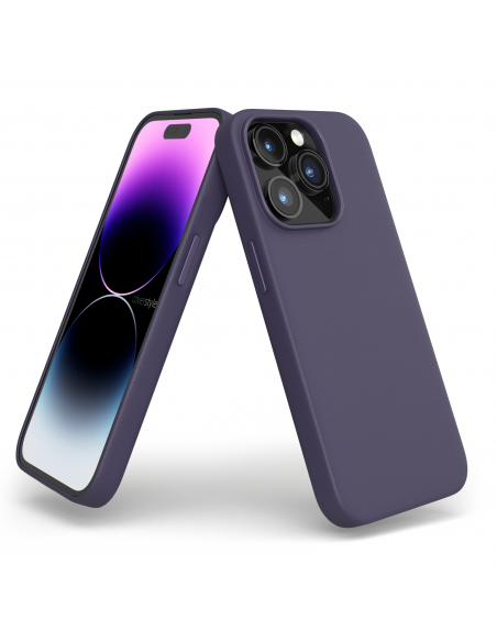 Cover in Eco Pelle Viola per iPhone 14 Pro + Supporto MagSafe - LeatherSoft PRO®