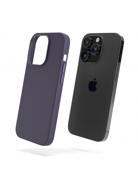Cover in Eco Pelle Viola per iPhone 14 Pro + Supporto MagSafe - LeatherSoft PRO®