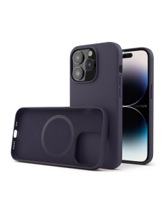 Cover in Eco Pelle Viola per iPhone 14 Pro + Supporto MagSafe - LeatherSoft PRO®