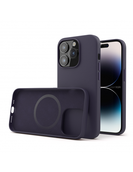 Cover in Eco Pelle Viola per iPhone 14 Pro + Supporto MagSafe - LeatherSoft PRO®