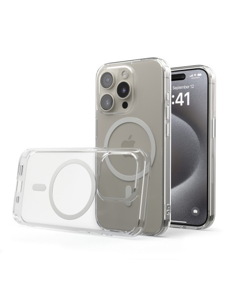 Cover Antiurto TPU+PC con MagSafe per iPhone 15 Pro Trasparente - UltraFlex PRO®