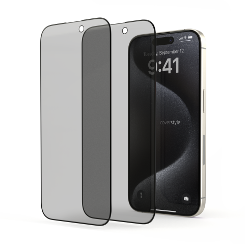 2x HyperGlass 3D PRIVACY® - Pellicola in Vetro Temperato 3D per iPhone 15 Pro Max - Privacy