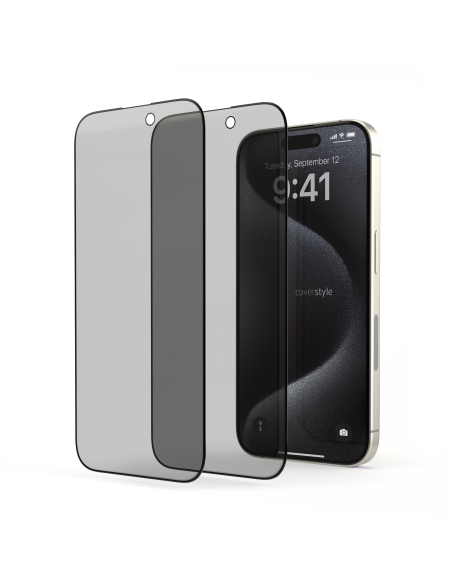 Kit 2x Pellicola Privacy in Vetro Temperato 3D per iPhone 15 Pro Max (6.7") - HyperGlass 3D®