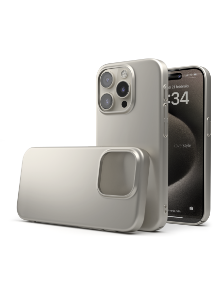 Cover Titanio Naturale Opaco per iPhone 15 Pro Max - UltraSoft®