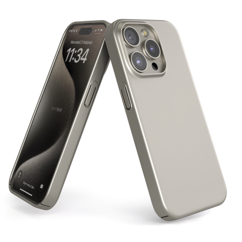 Cover Titanio Naturale Opaco per iPhone 15 Pro Max - UltraSoft®