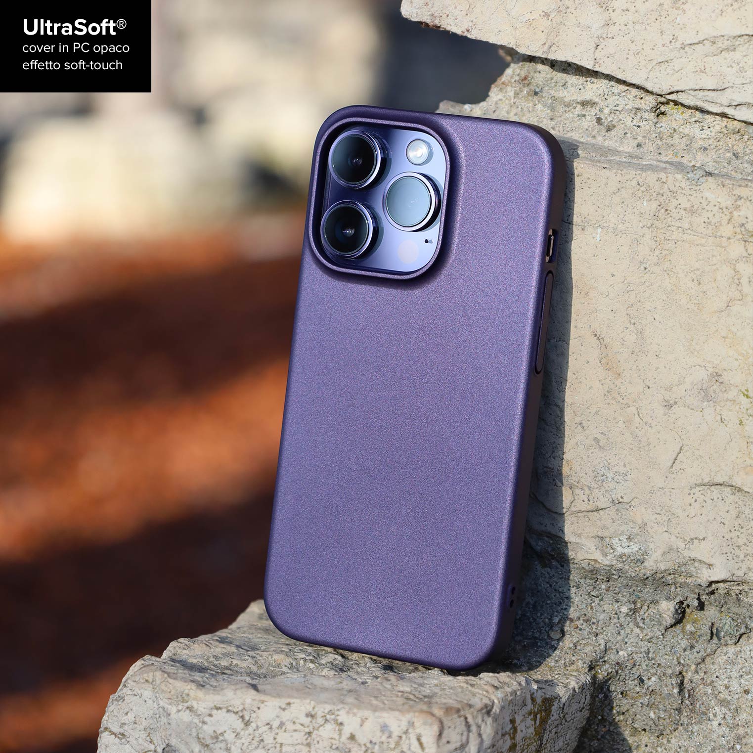 Custodia Sottile Per IPhone 14 - Colore Viola Scuro, Morbida Al Tatto, Ricarica Wireless